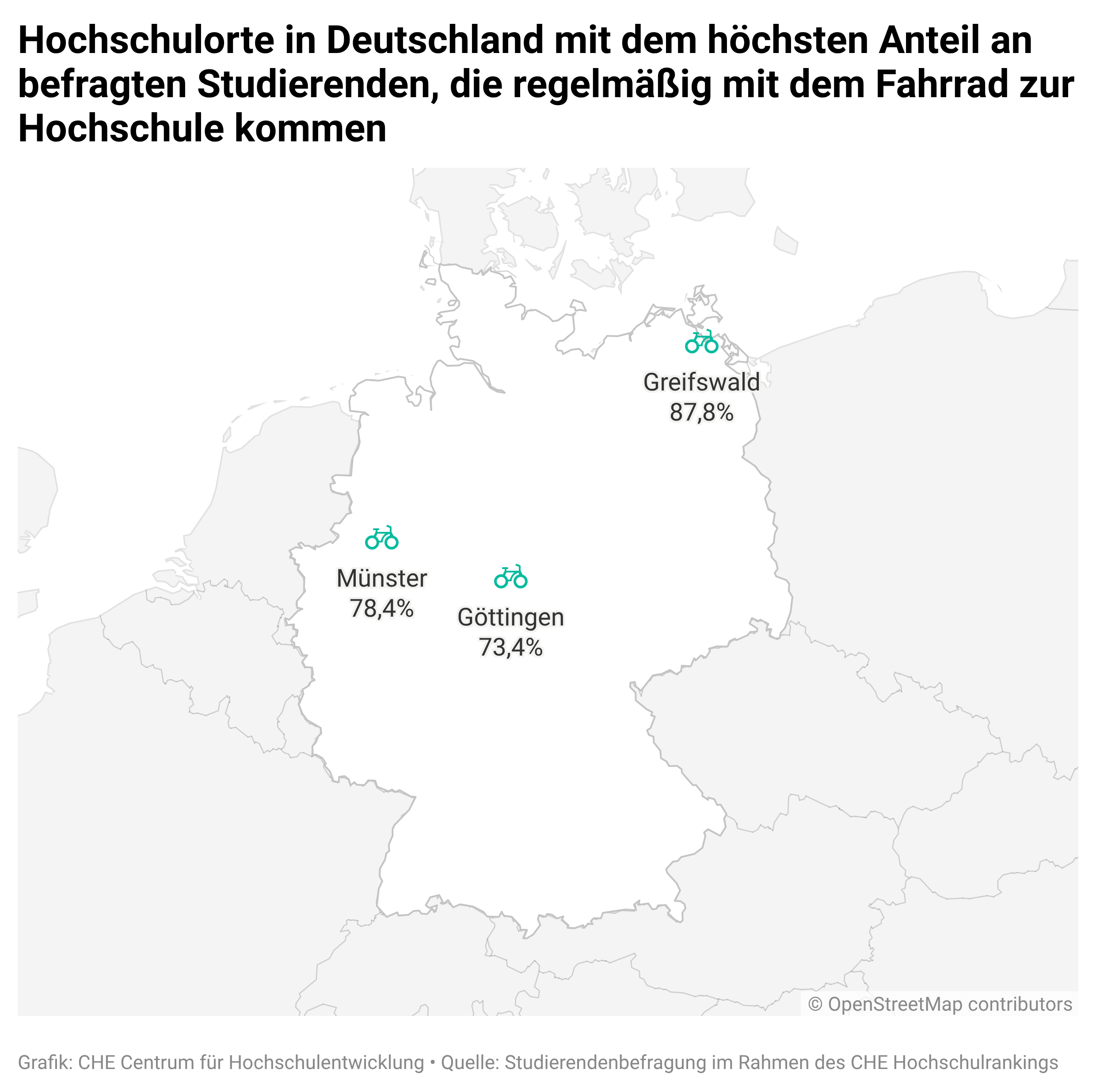 Deutschlandkarte mit den Standorten der Verwaltungshochschulen